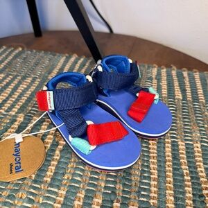 Mayoral Blue Kids Sandals with Red and Teal Accents